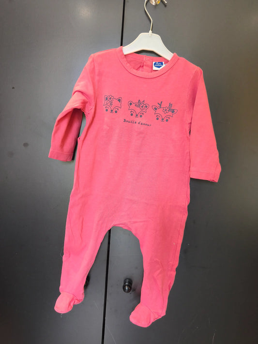 Grenouillère Rose Fuchsia bouille d'amour – Mots d’Enfants – 12 Mois ref 315