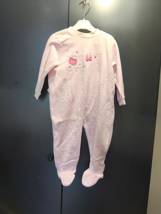 Grenouillère Velours Rose "Tendre Bébé" – 18 mois ref 381