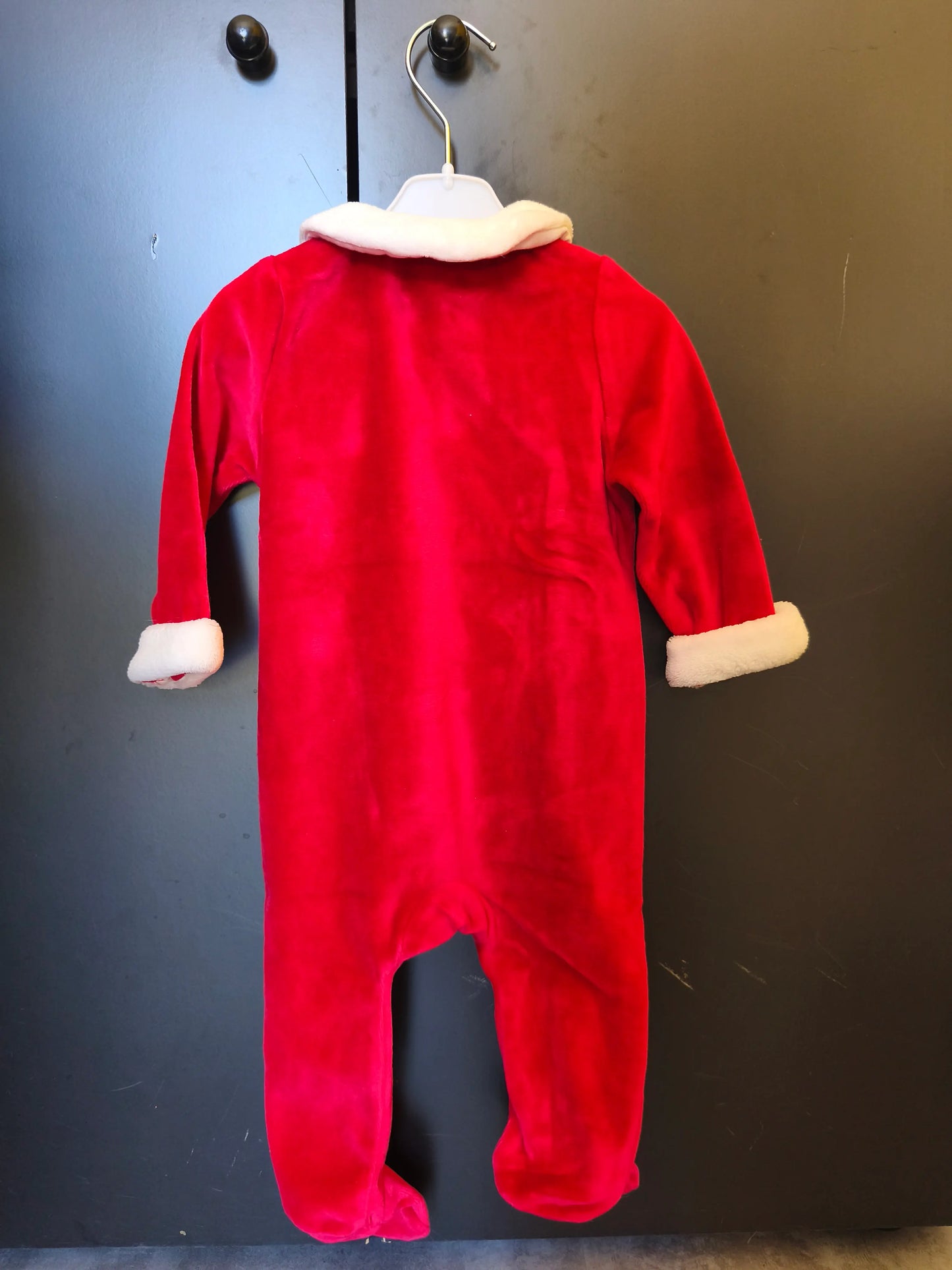 Grenouillère Velours Rouge Père Noël – Sergent Major – 6 Mois ref 222