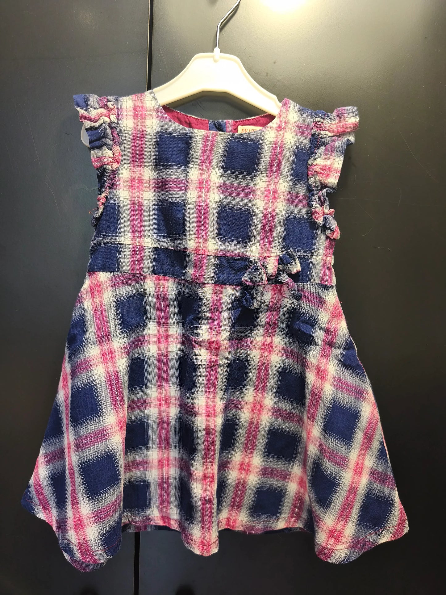 Robe à carreaux rose et bleu marine – DPAM 18 mois ref 370