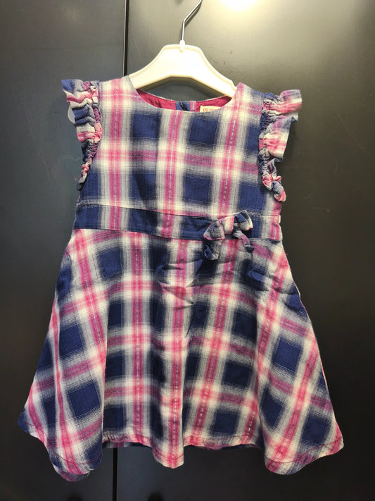 Robe à carreaux rose et bleu marine – DPAM 18 mois ref 370