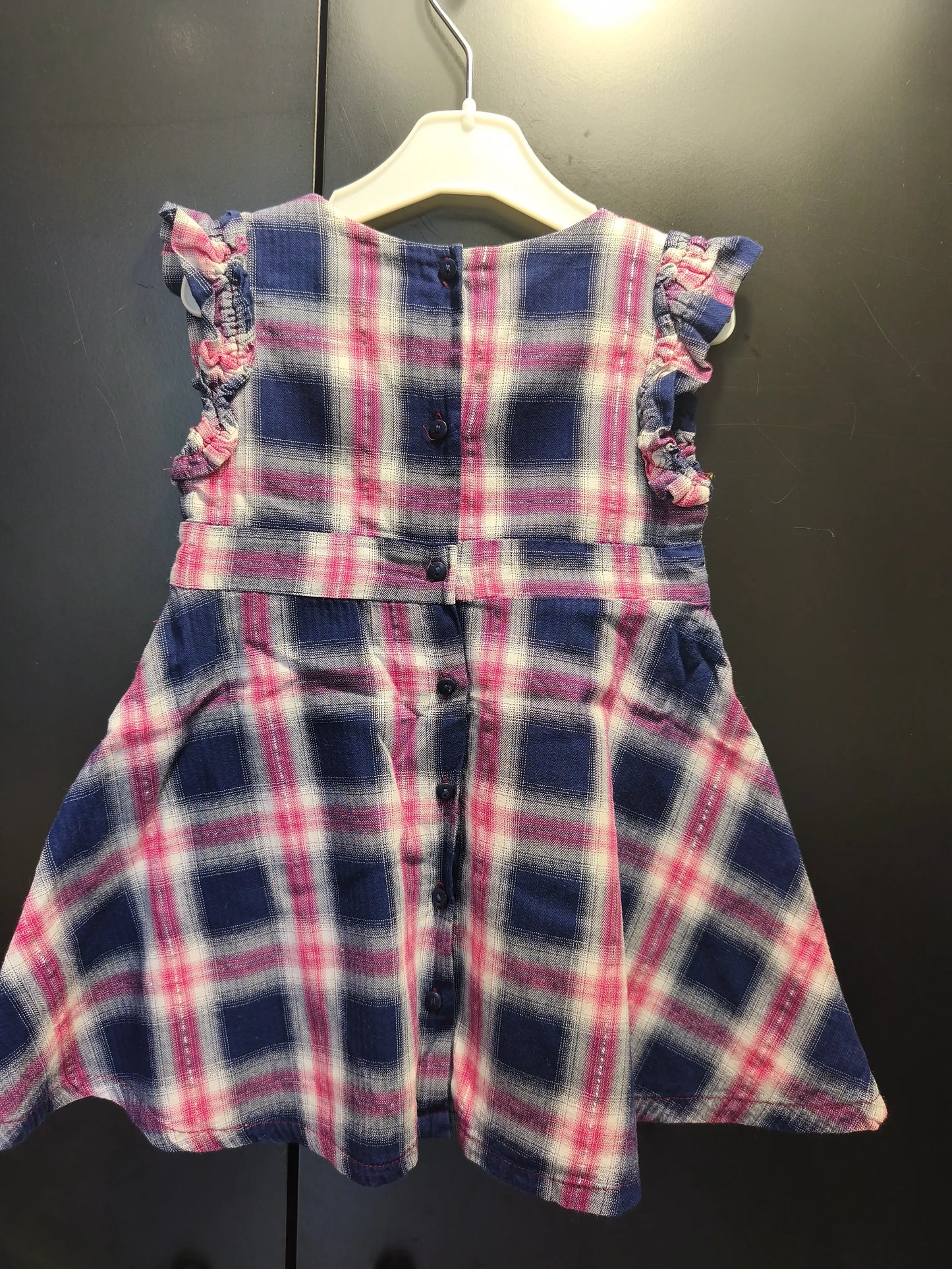 Robe à carreaux rose et bleu marine – DPAM 18 mois ref 370