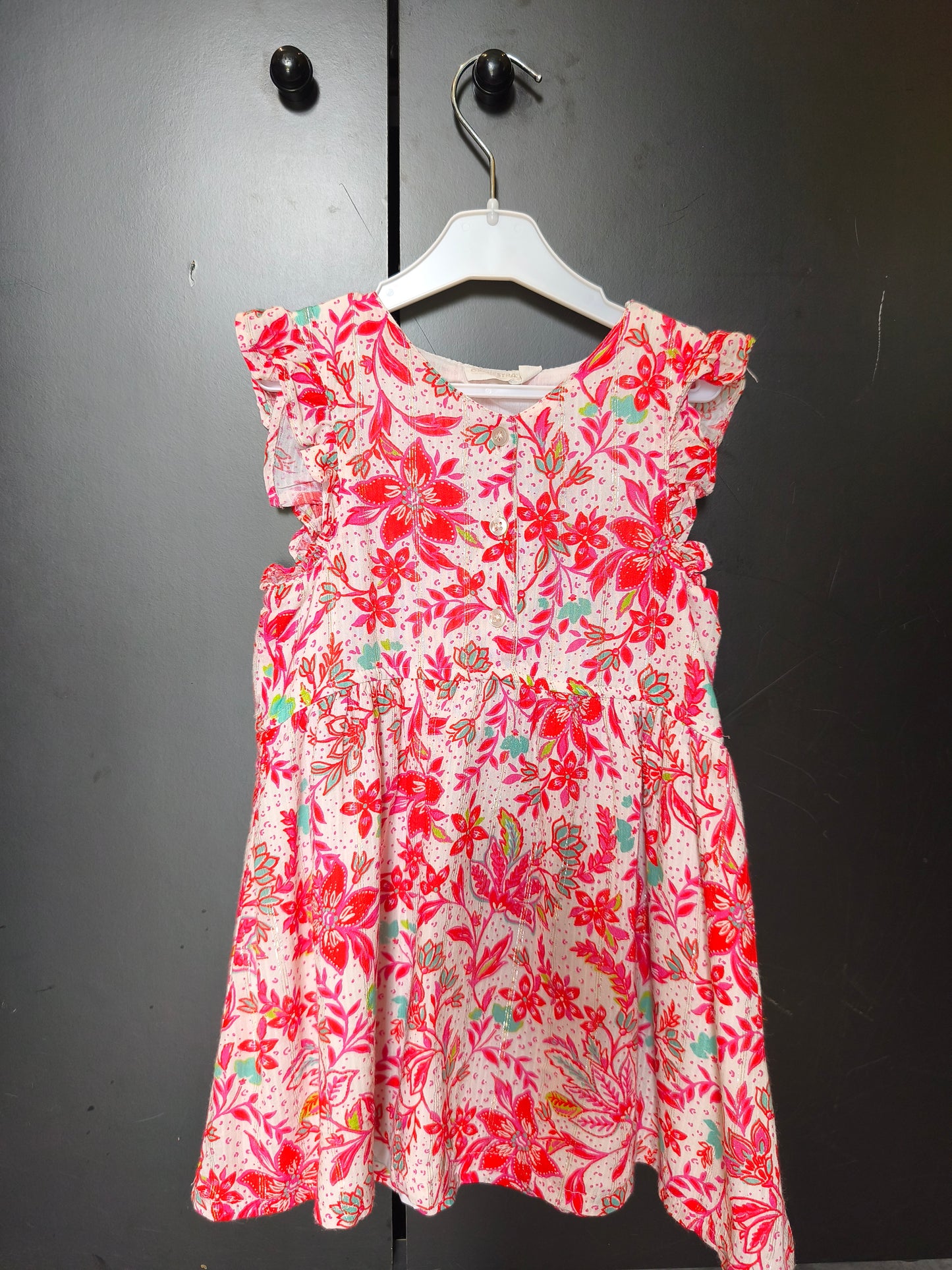 Robe Orchestra 3 ans – blanche à fleurs rouges 🌸🤍 ref 146