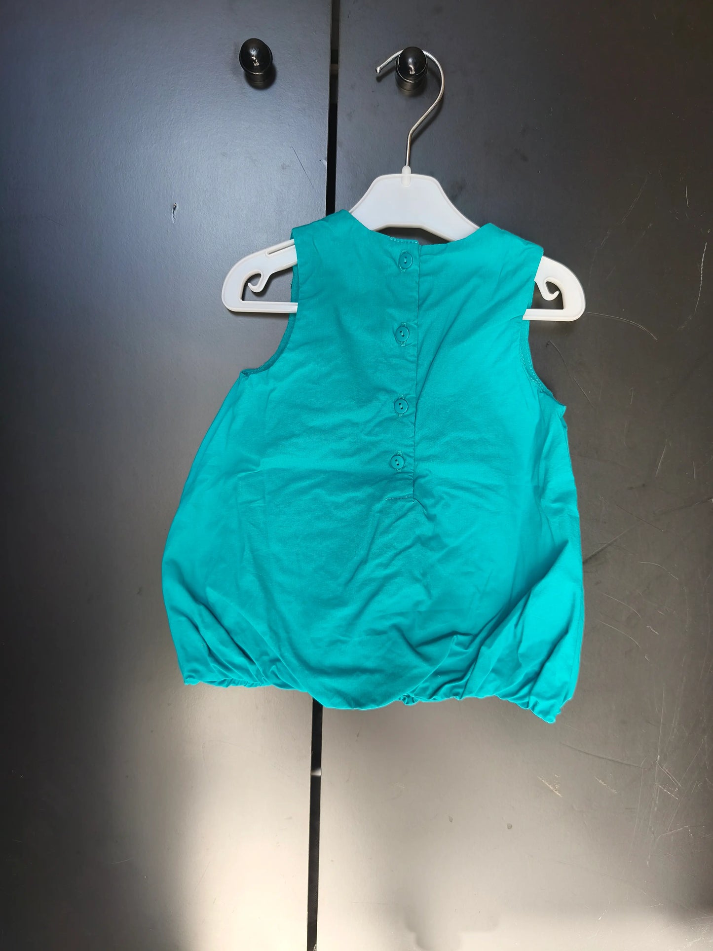 Robe Turquoise Brodée – Animaux et Végétal – Du Pareil au Même – 3 Mois ref 196