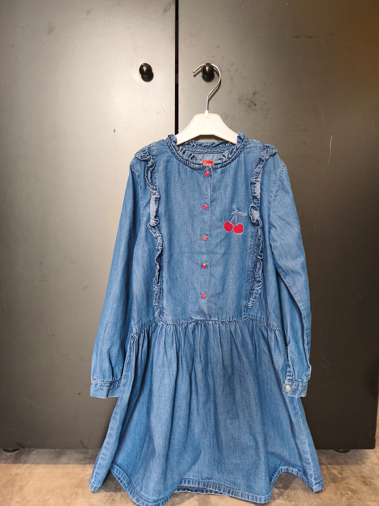 Robe longue manches longues – Tissaia – 6 ans – Bleu imitation jean ref 157