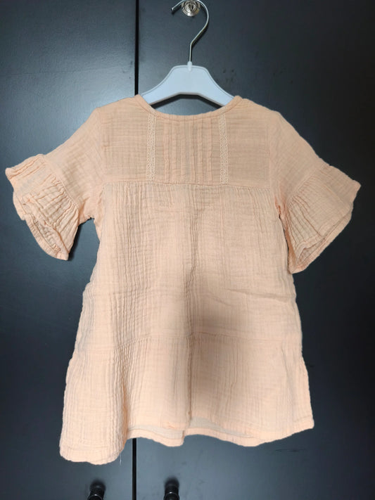 Robe corail manches courtes évasée – Verbaudet 24 mois ref 422