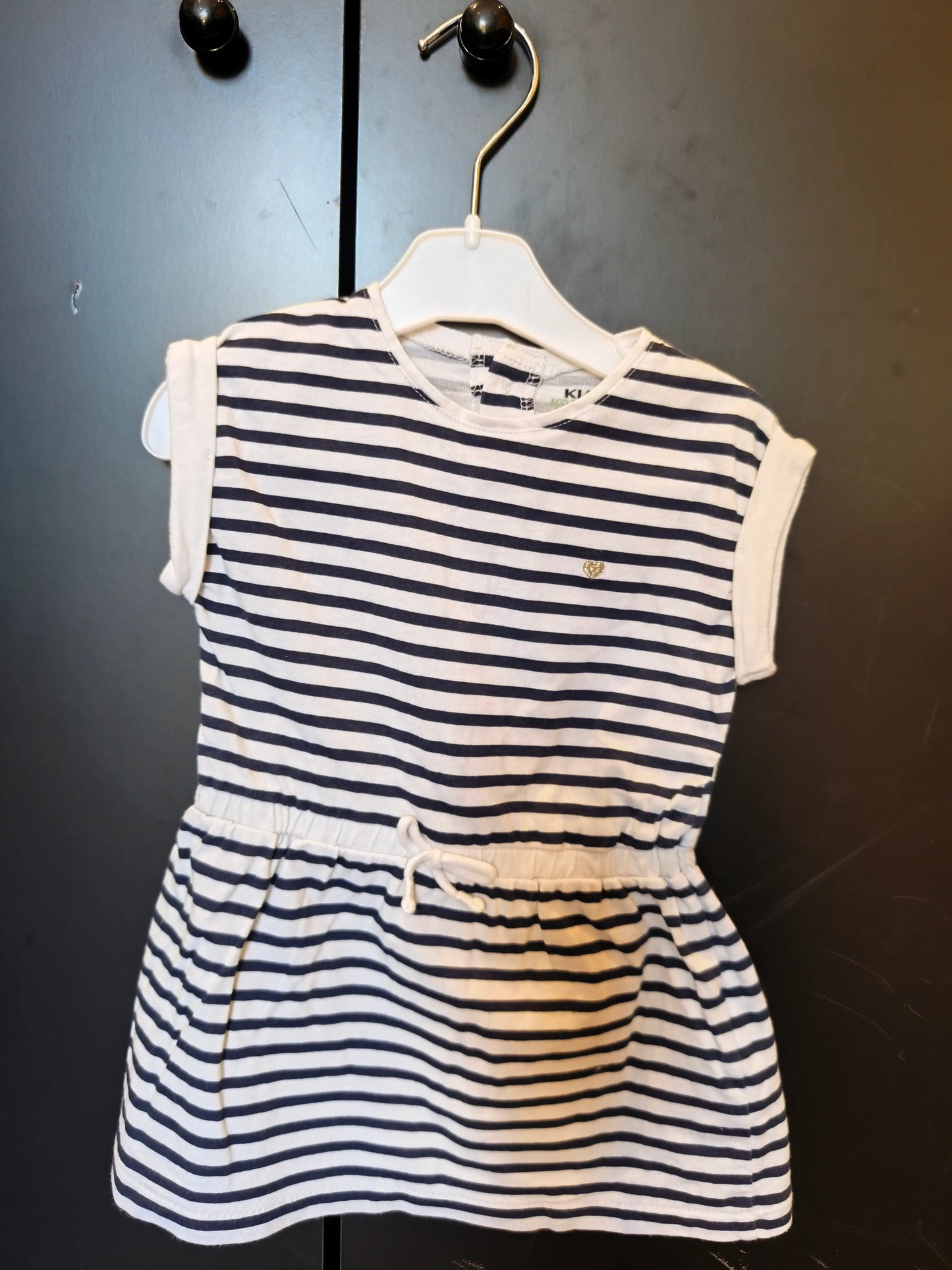 Robe manches courtes marinière – Blanc & Bleu – 9 mois ref 259