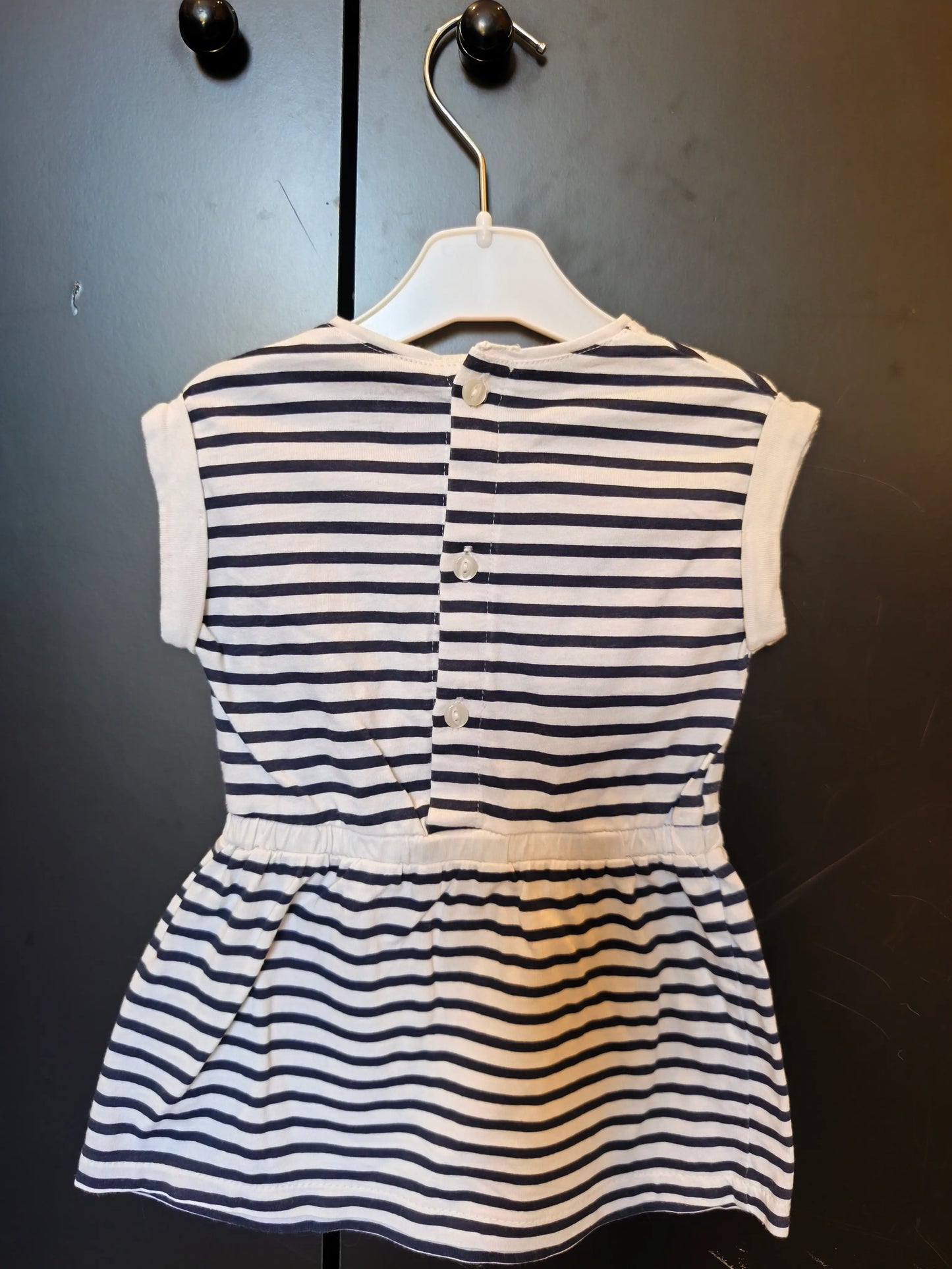 Robe manches courtes marinière – Blanc & Bleu – 9 mois ref 259