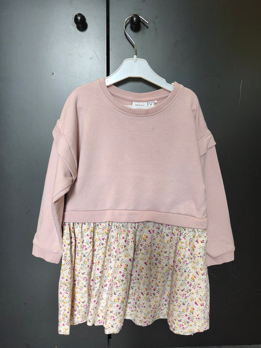 Robe Name It 18/24 mois – vieux rose et fleurs colorées 🌸💖 ref 147