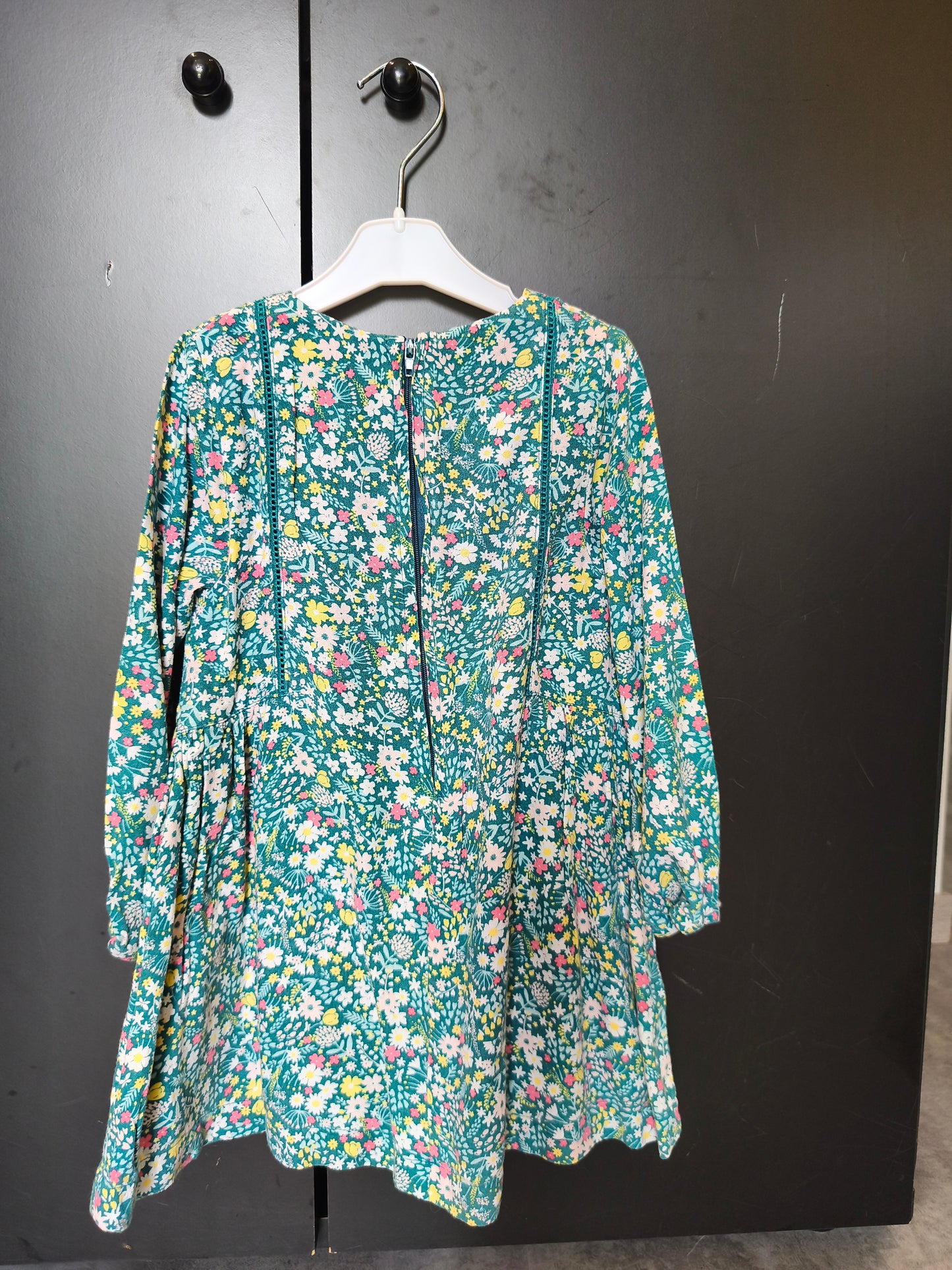 Robe manches longues Sergent Major 3 ans – verte à motif floral 🌸💚 ref 119