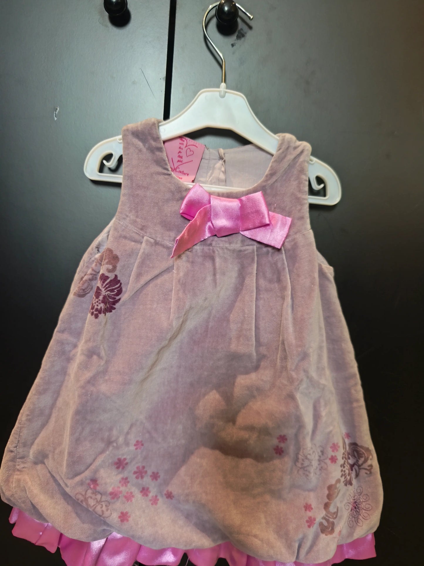 Robe en velours violet avec nœud en soie pour fille – Cutey Couture 12 mois ref 332