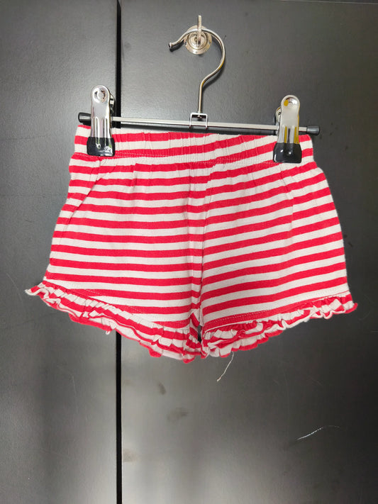 Short fluide blanc et rouge rayé avec volant – Verbaudet 24 mois ref 431