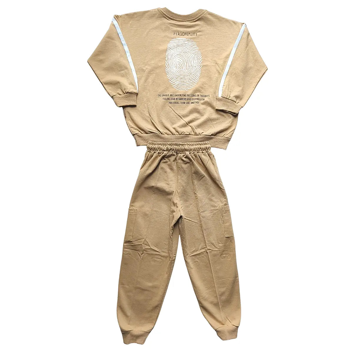 Survêtement camel "Personality" avec bandes blanches ref 434880