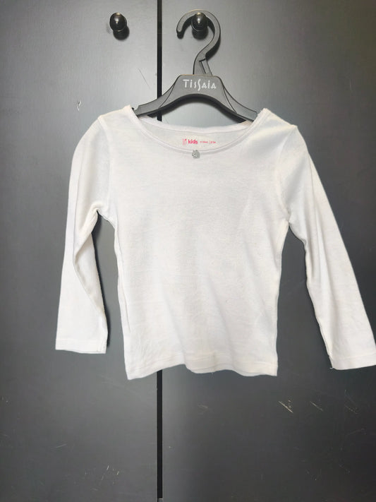 T-shirt Gémo 2-3 ans - Blanc basique, manches longues & col rond ref 47