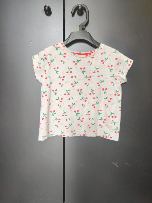 T-shirt Verbaudet 2 ans - Blanc, cerises & manches courtes ref 54