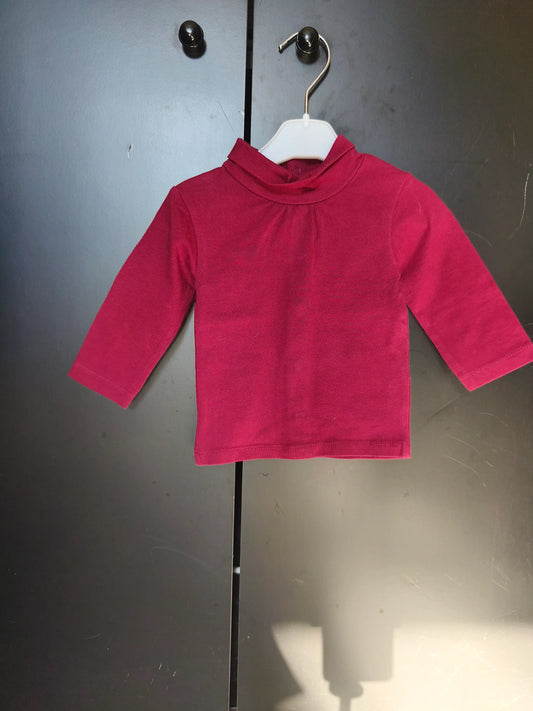 T-Shirt Col Roulé Rouge Bordeaux Uni – 3 Mois ref 180