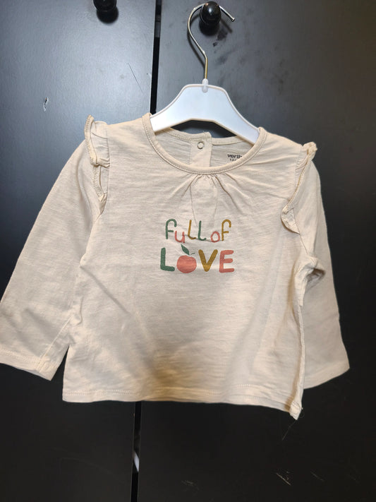 T-shirt Écru “Full of Love” – Volants Épaules – Verbaudet – 12 Mois ref 324