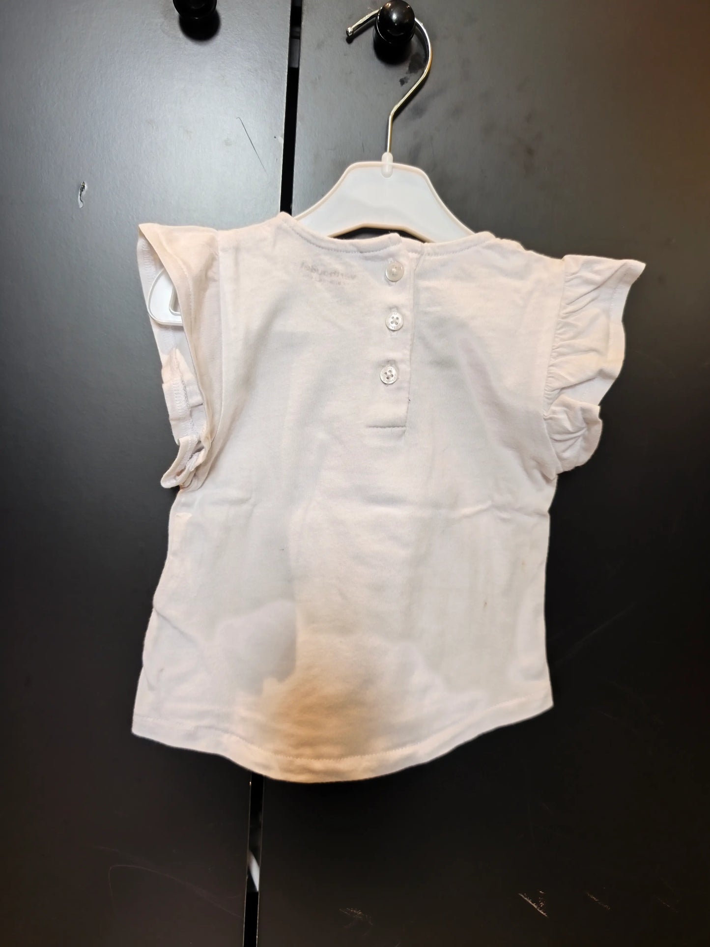 T-shirt Blanc Fleurs en Volume – "Enjoy the Power of Flowers" – Verbaudet – 12 Mois ref 320