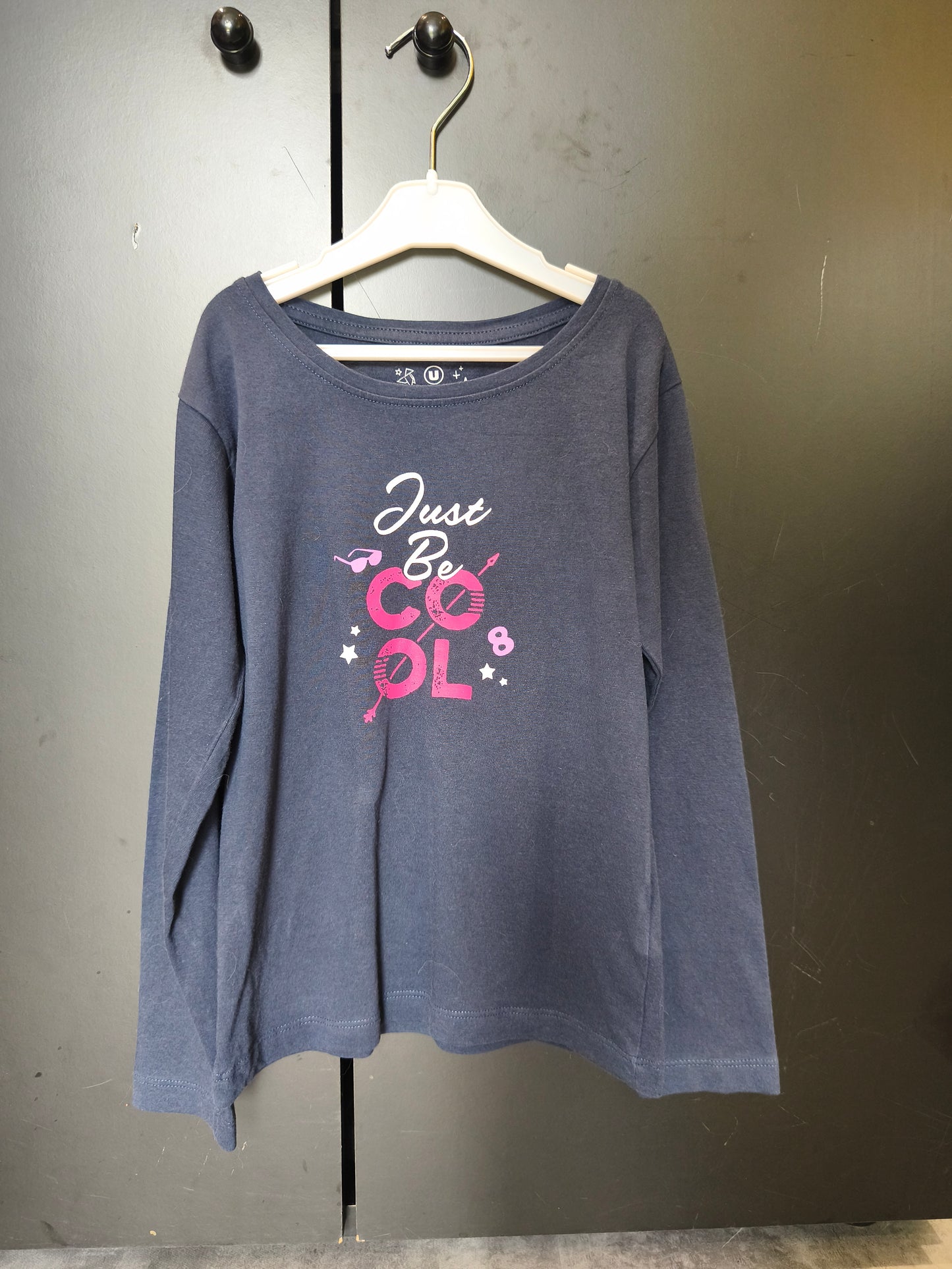 T-shirt manches longues bleu marine – U Essentiel – 6 ans – "Just Be Cool" ref 161