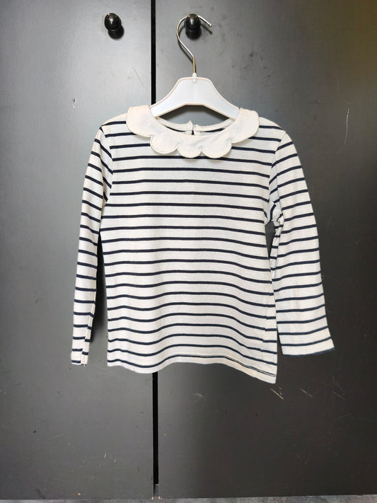T-shirt manches longues Kiabi 24 mois – marinière bleu et blanc ⚓👶ref 127