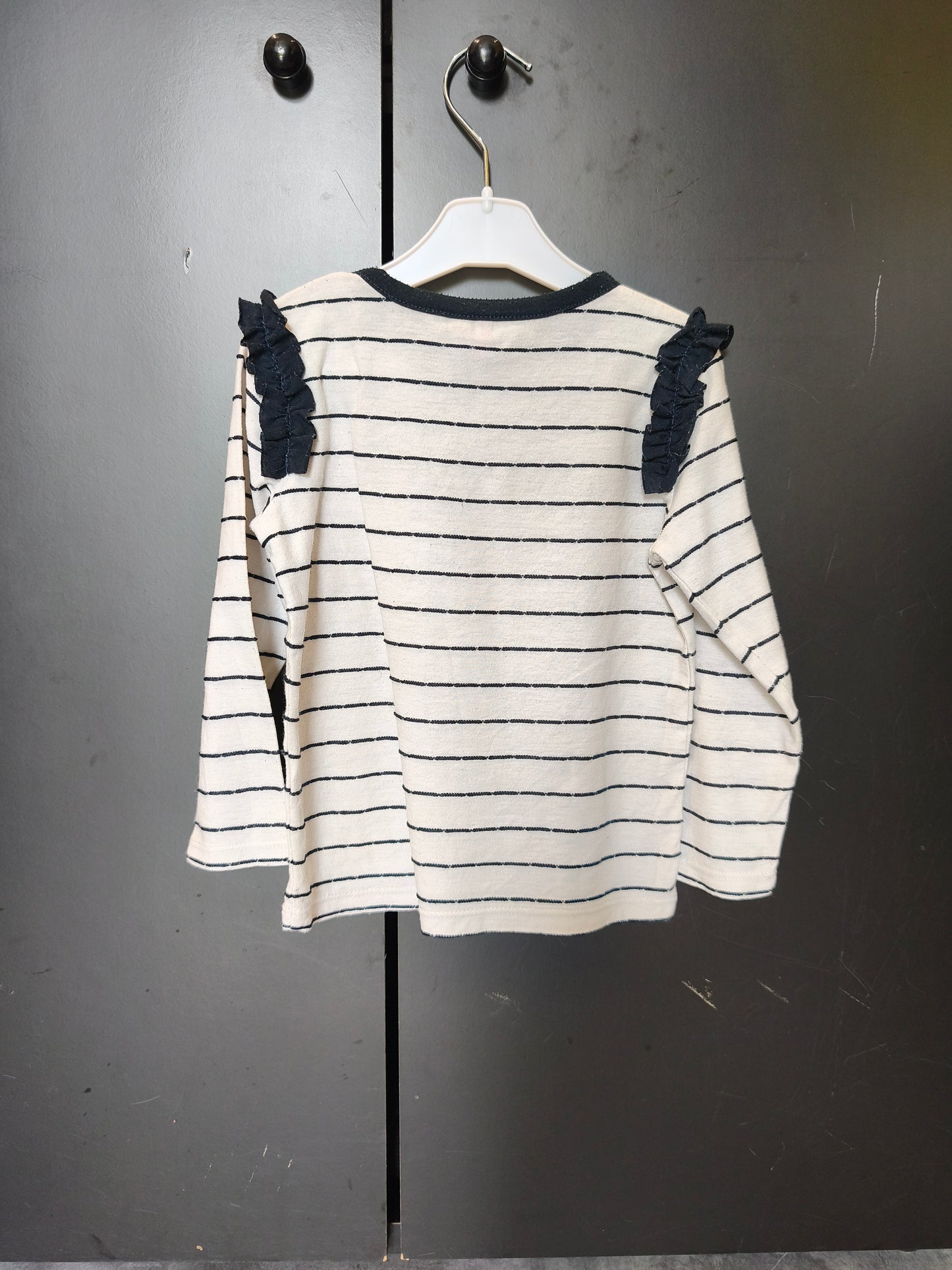 T-shirt marinière Orchestra 2 ans – blanc et bleu avec volant ⚓🌟 ref 128