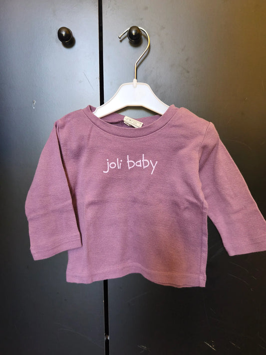 T-Shirt Mauve “Joli Baby” – 6 Mois ref 208