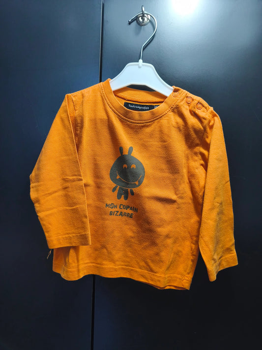 T-shirt orange « Mon copain bizarre » – Tout Compte Fait 18 mois ref 352