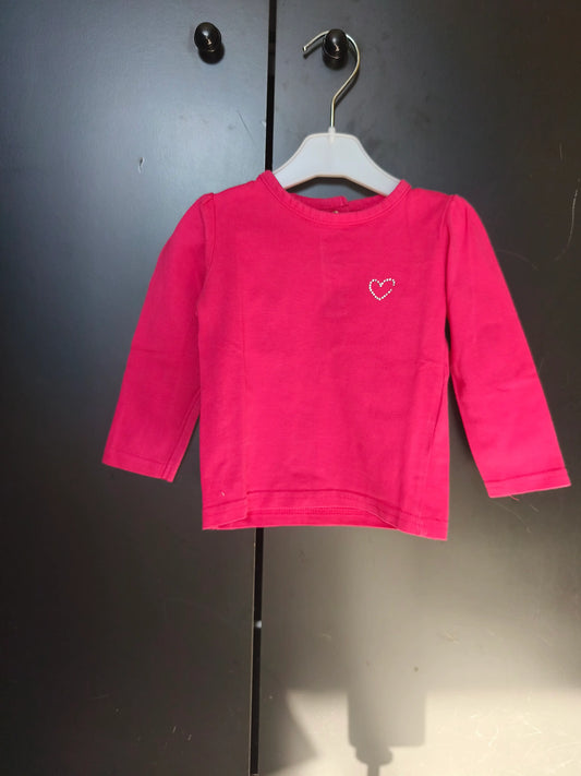 T-Shirt Col Rond Rose – Cœur Strass – In Extenso – 3 Mois ref 181
