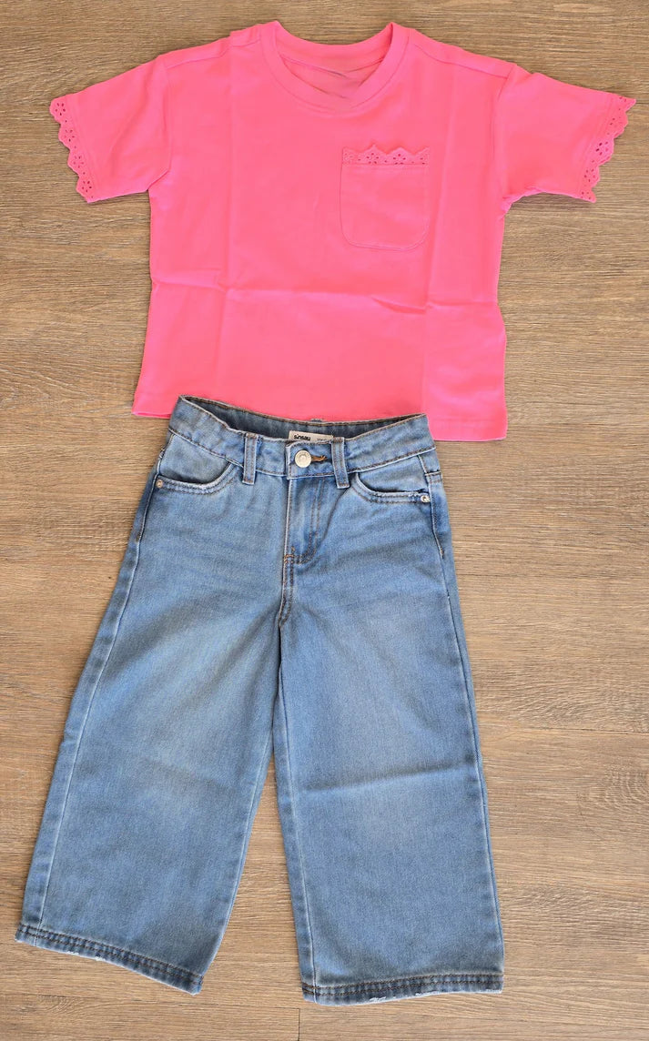 T-shirt Rose & Jean Large 4-6 ans ref 374
