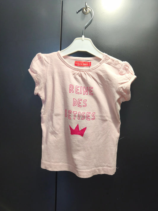 T-shirt rose « Reine des bêtises » – Tissaia 18 mois ref 348