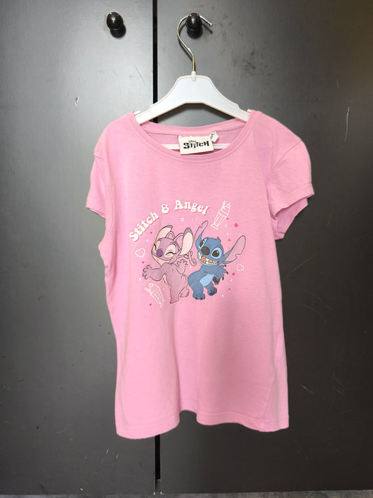 T-shirt manches courtes rose – Disney Stitch & Angel – 6 ans ref 156