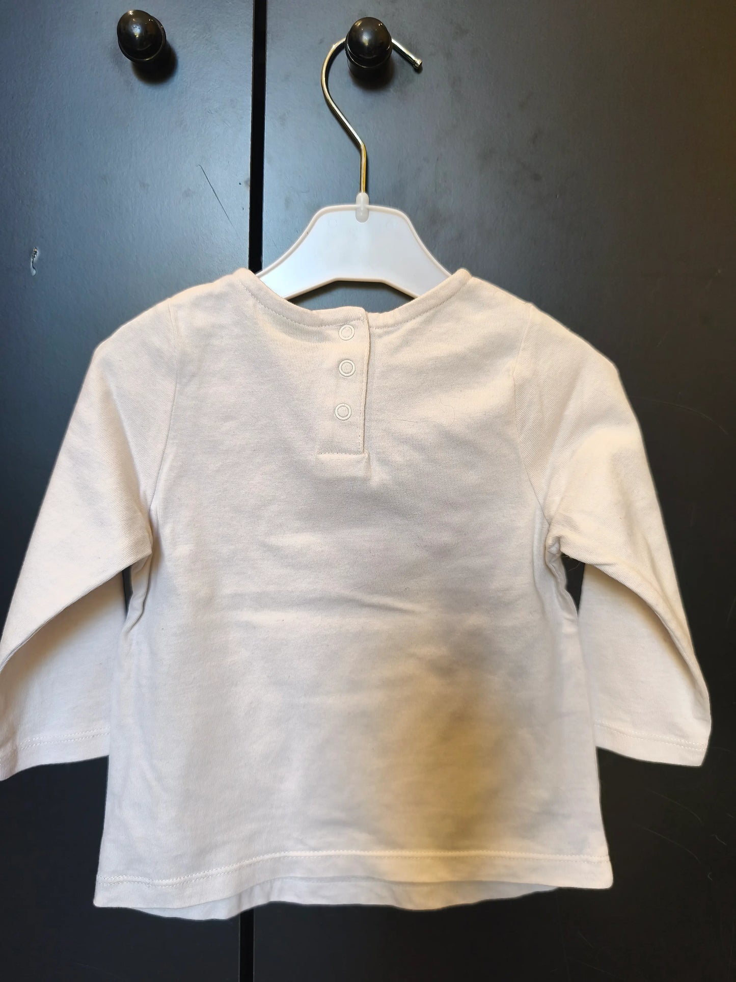 T-shirt Écru “Toujours au Top” – Broderie Dorée & Fleurie – Tape à l’Œil – 9 mois ref 286