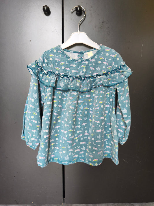T-shirt manches longues Orchestra 23 mois – vert à motif fleuri 🌿🌸 ref 126
