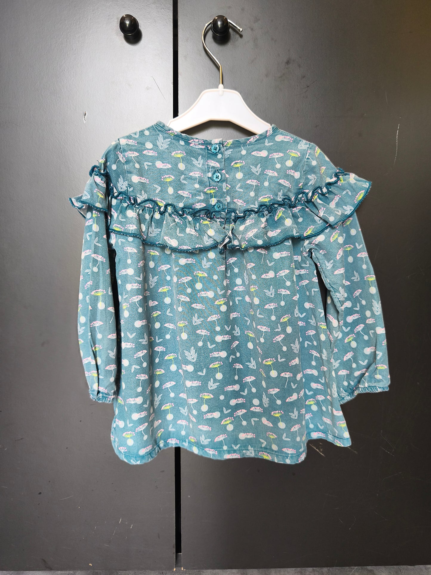 T-shirt manches longues Orchestra 23 mois – vert à motif fleuri 🌿🌸 ref 126