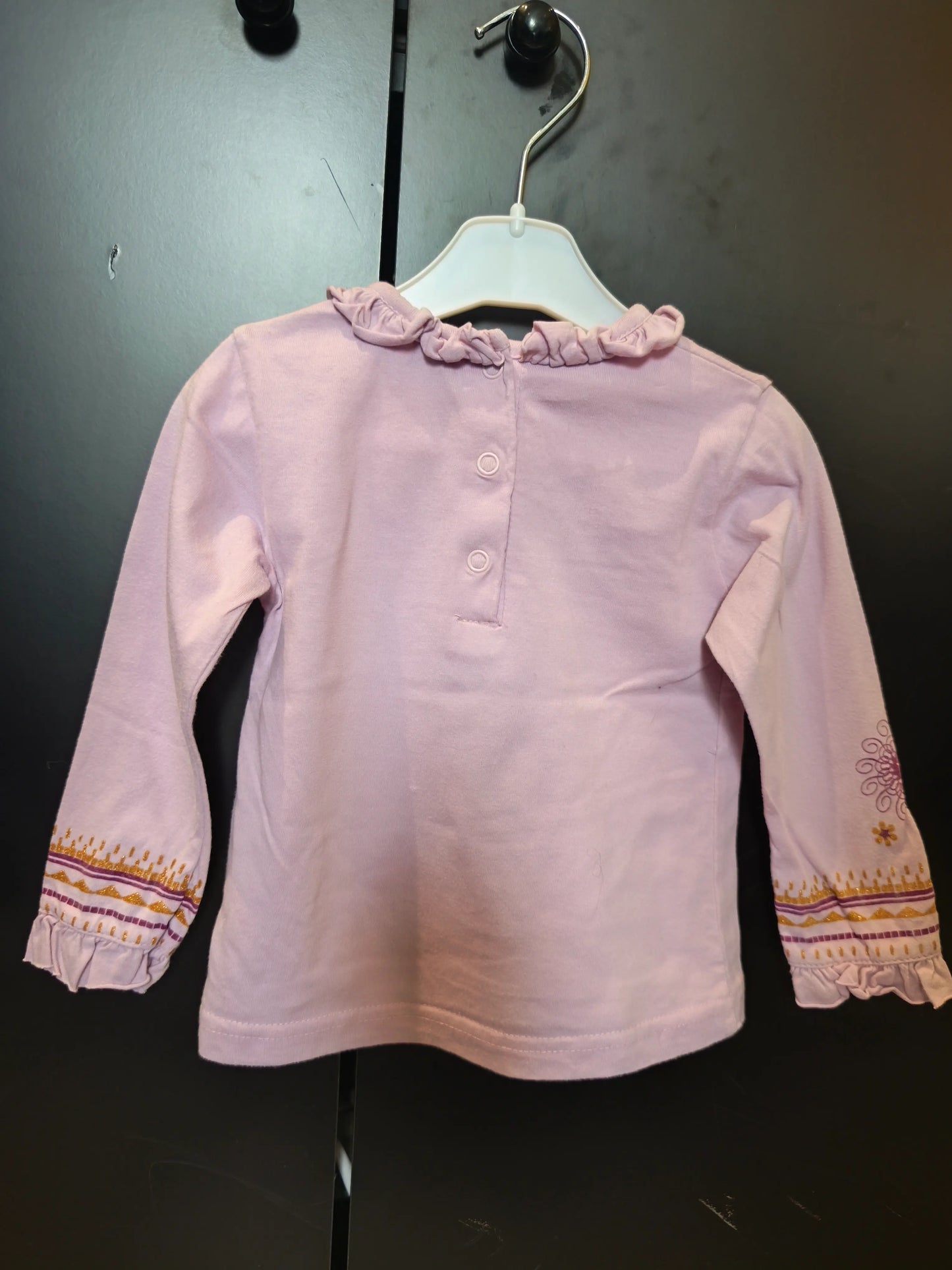 T-shirt Violet à Col Volant – Détails Dorés – Cutey Couture – 12 Mois ref 323