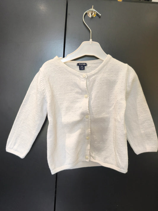 Veste Blanche à Pois – Manches Longues – Kiabi – 12 Mois ref 303