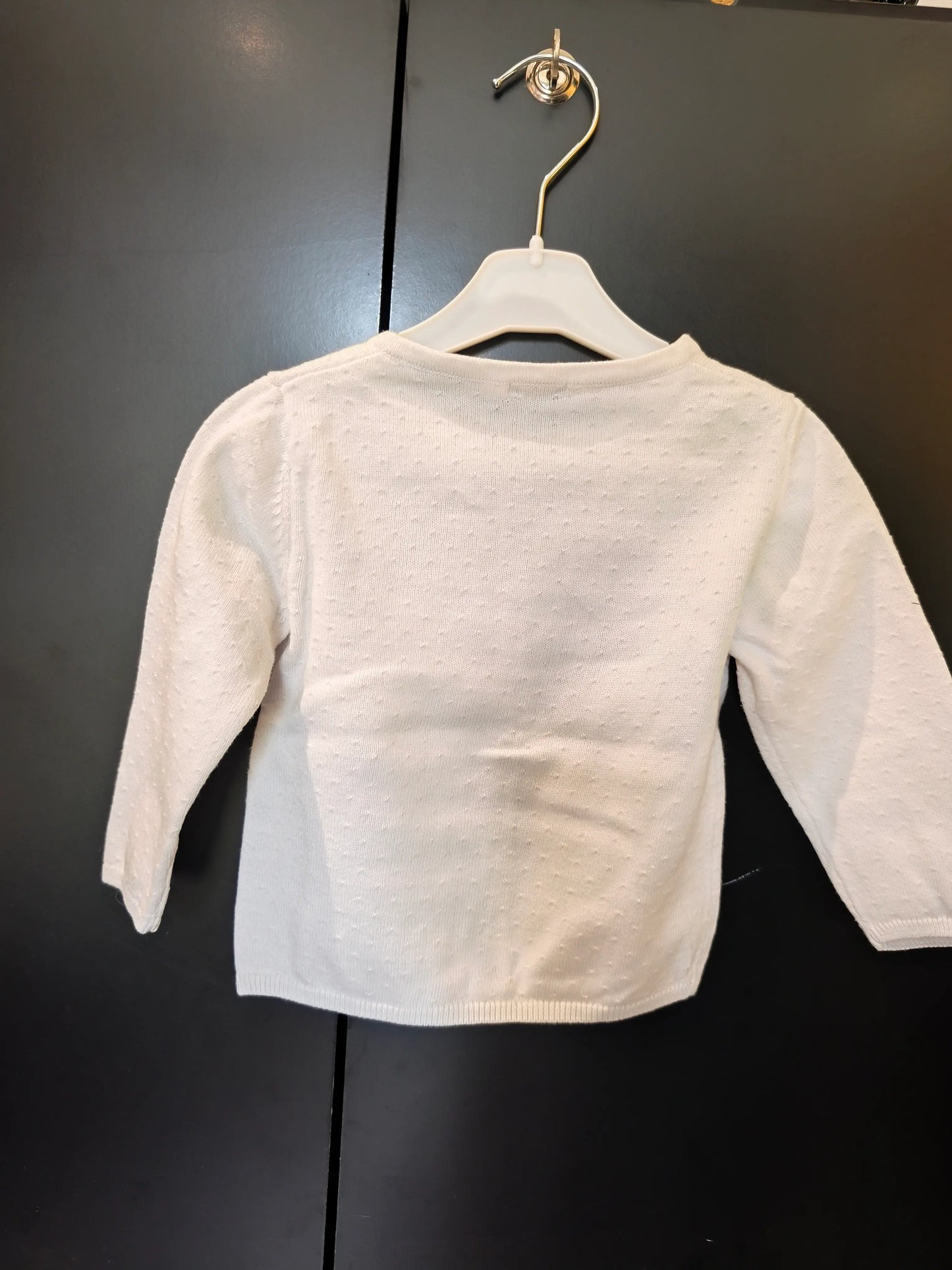 Veste Blanche à Pois – Manches Longues – Kiabi – 12 Mois ref 303