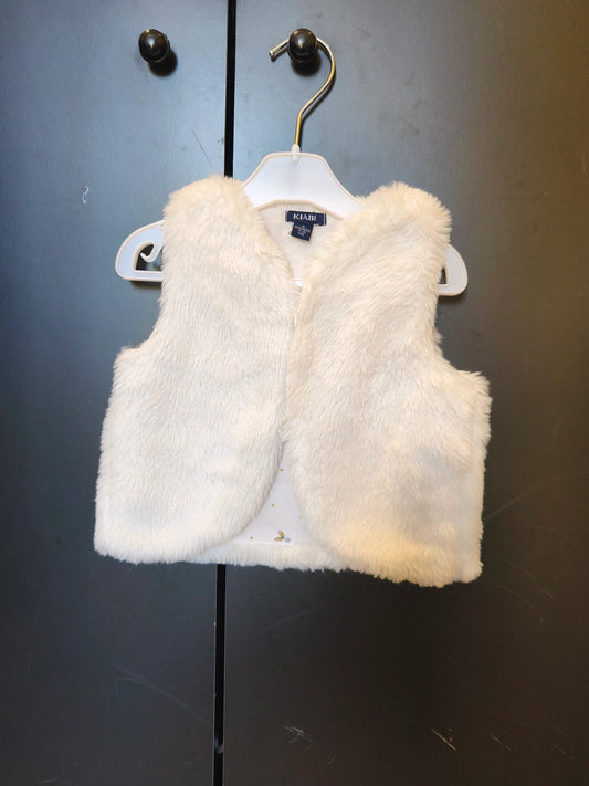 Veste cache-cœur manches courtes – Moumoute blanche – 9 mois ref 248