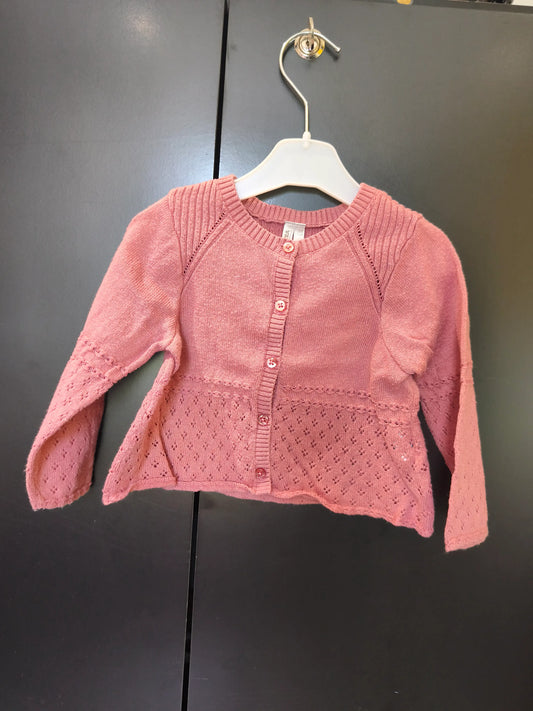 Veste Vieux Rose – Manches Longues – Maille Ajourée – Orchestra – 9 Mois ref 305