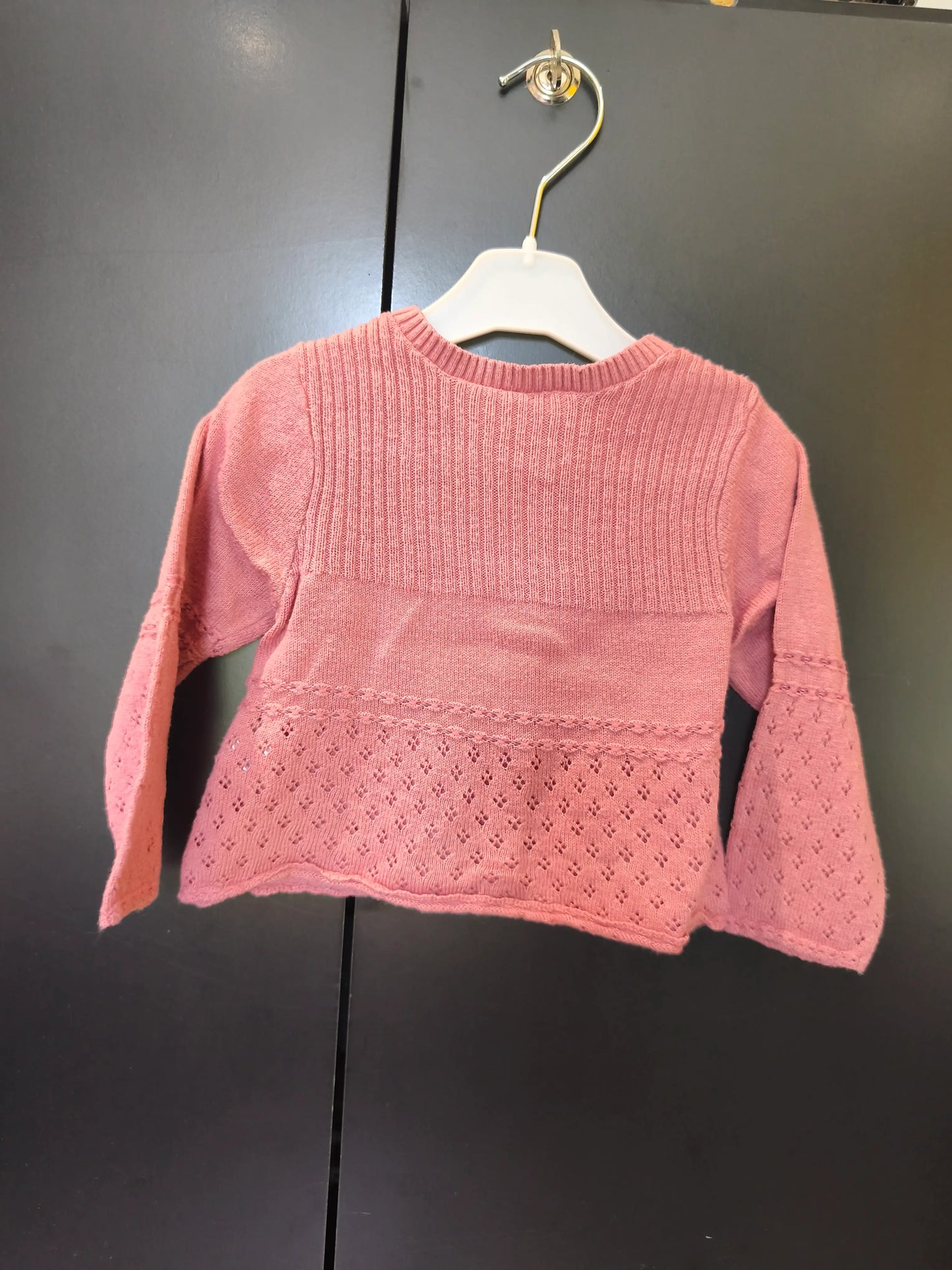 Veste Vieux Rose – Manches Longues – Maille Ajourée – Orchestra – 9 Mois ref 305