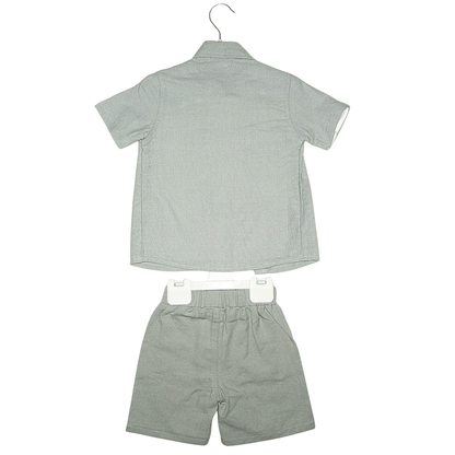 Ensemble Garçon 3 Pièces Kaki Safari – Chemise, T-Shirt & Short Little Stars