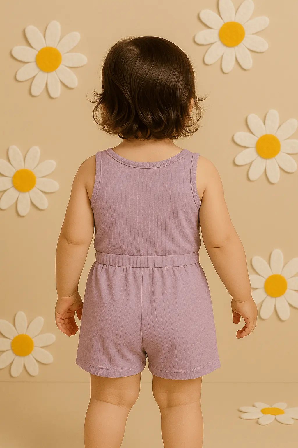 Combinaison Short Bébé Fille Lilas en Coton – Élégance & Confort pour l’Été