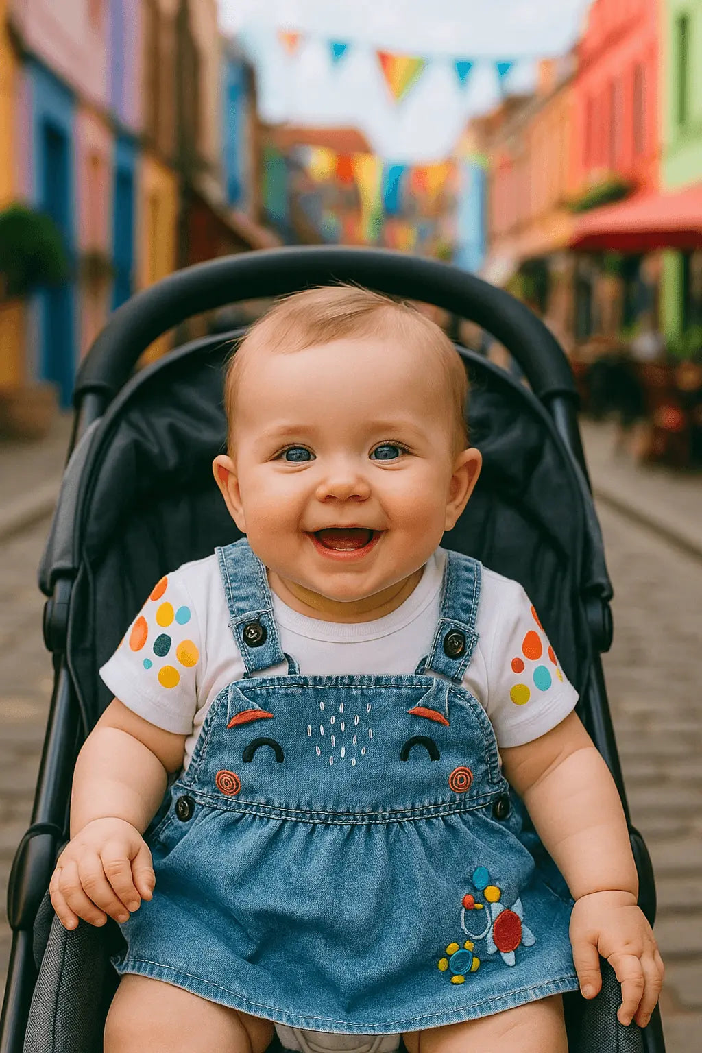 Robe Jean Bébé Fille avec Body Blanc – Broderie Chat