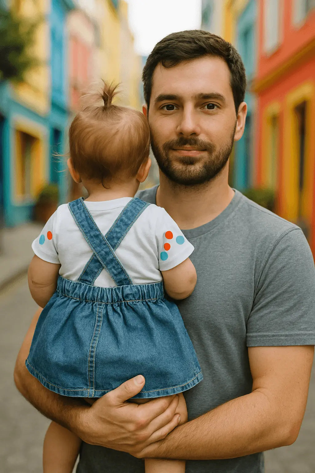 Robe Jean Bébé Fille avec Body Blanc – Broderie Chat