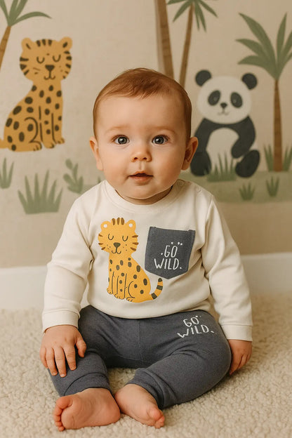 Pull léopard “Go Wild” & pantalon noir assorti ref 435429