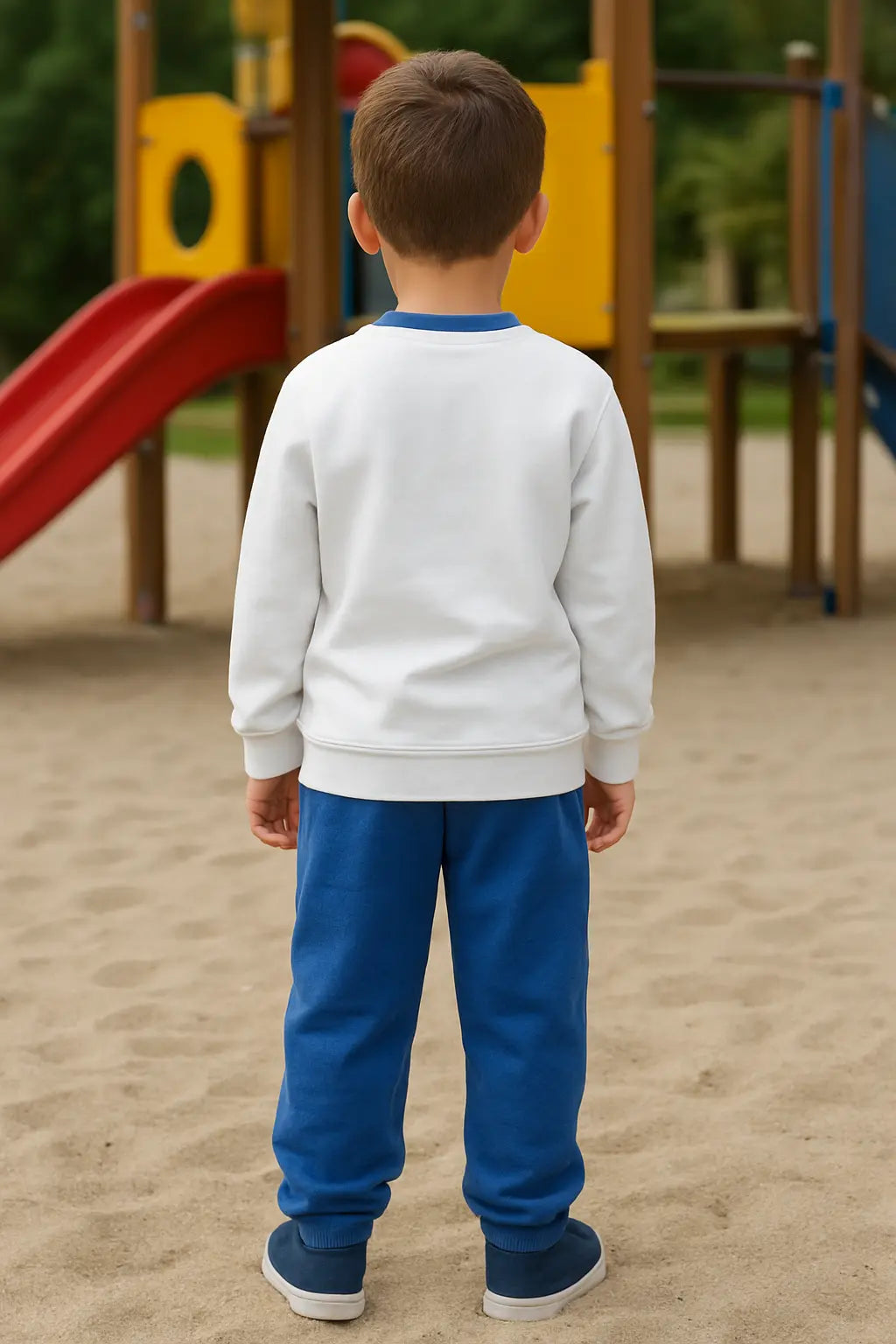 Pull blanc & pantalon bleu "Funny Day Good Morning"