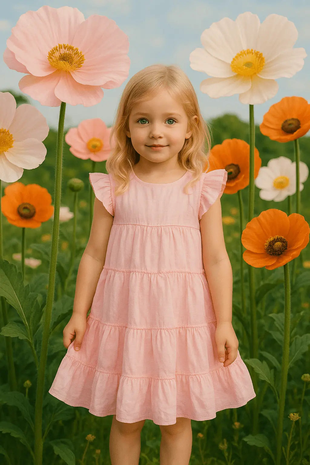 Robe longue rose pastel pour fille – Élégance et confort au quotidien