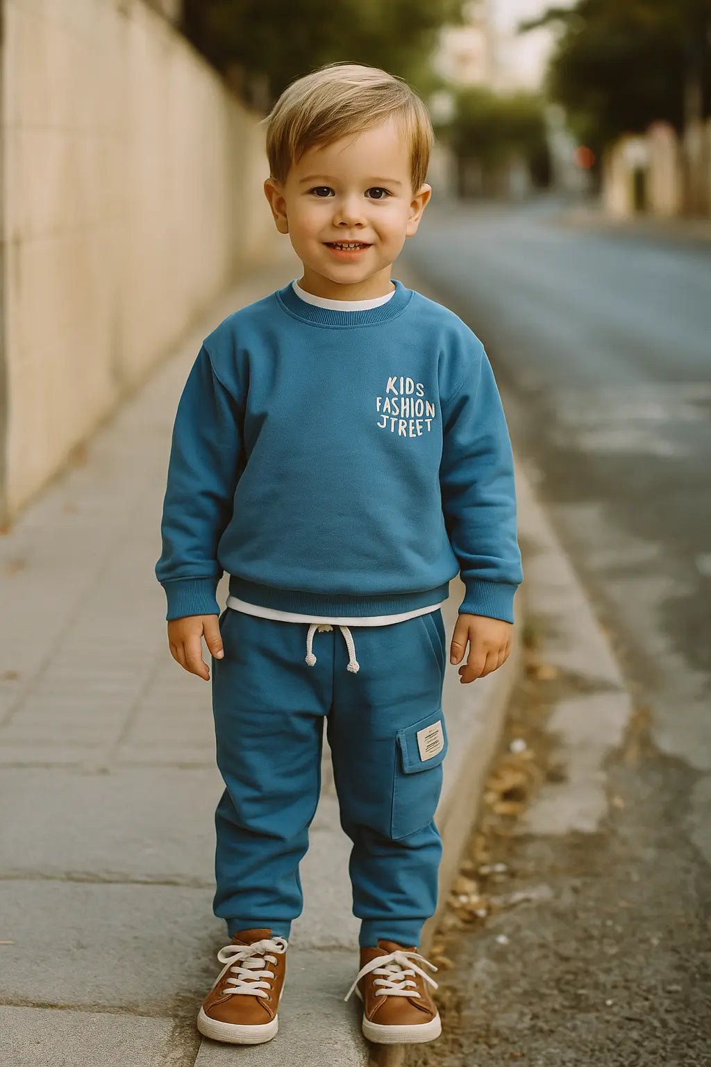 Sweat bleu & pantalon streetwear "Kids Fashion Street"