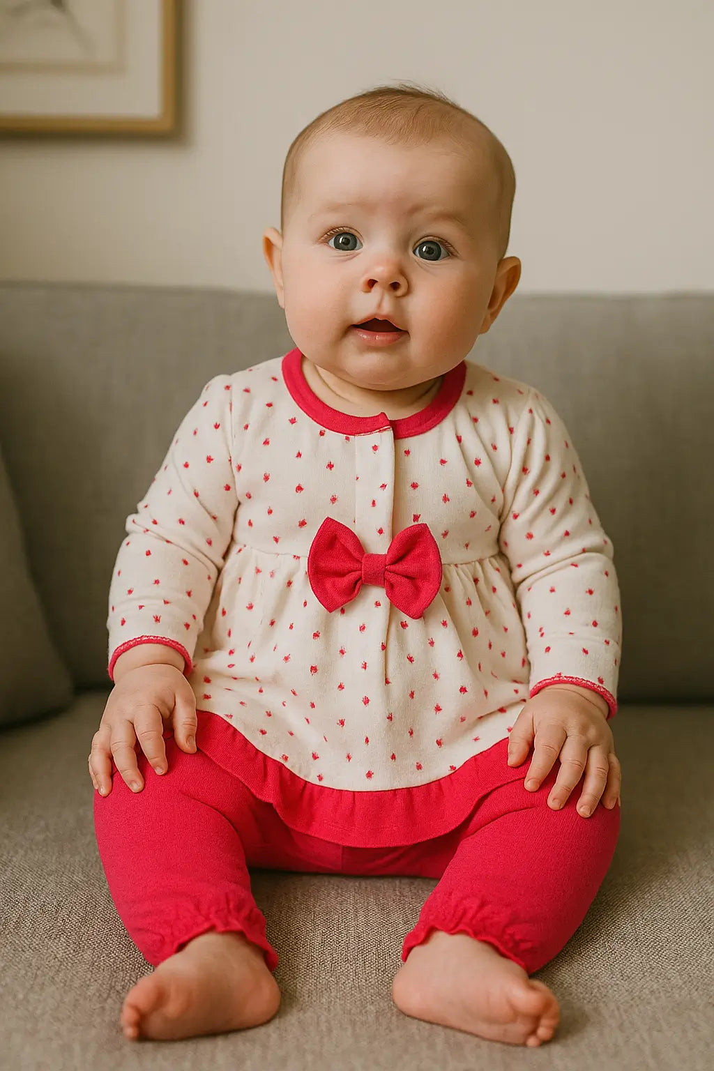 Ensemble bébé fille fuchsia 2 pièces – T-shirt manches longues à fleurs + legging