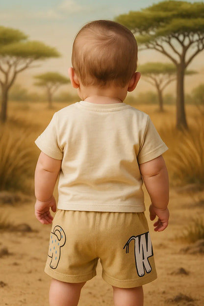 Ensemble Safari – T-shirt "Club Safari" + Short Beige ref 427894